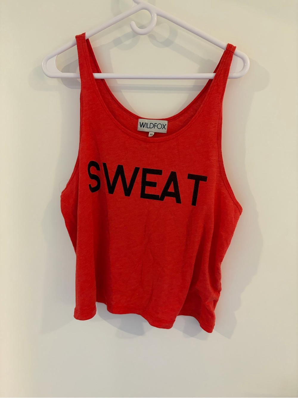 Wildfox Red 'SWEAT' Muscle Tank with Black Lettering